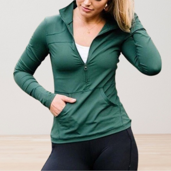 ZYIA Green Half-Zip Women's Top - Picture 1 of 7